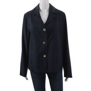 Estelle & Finn Women Blue Linen Blend Blazer Long Sleeve Button Size 10